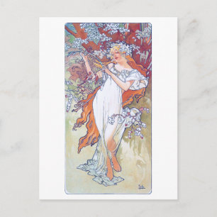 Lente (vier seizoenen), Alphonse Mucha Briefkaart