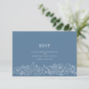 Lente vlinder bruiloft maaltijd optie mid blauw gr RSVP kaartje