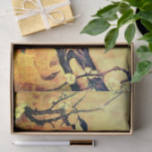 LENTE VOGEL EN BLOEMBOOM Goud Geel Bruin Tissuepapier (Geschenk)