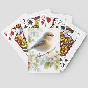 Lente Vogel Kersenbloesem Bloemige Waterverf Pokerkaarten