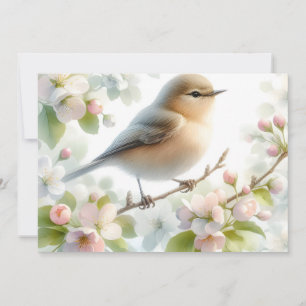 Lente Vogel Kersenbloesem Waterverf Aankondiging