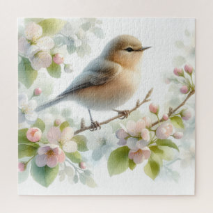 Lente Vogel Kersenbloesem Waterverf Bloemen Legpuzzel