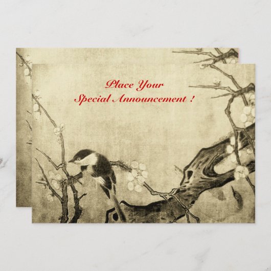 LENTE VOGEL MONOGRAAF ,bruin sepia rood Aankondiging (Voorkant / Achterkant)