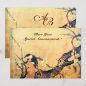 LENTE VOGEL MONOGRAM, Goud Geel Bruin Aankondiging (Voorkant / Achterkant)