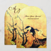 LENTE VOGEL MONOGRAM ,Goud Geel Bruin Kaart (Voorkant / Achterkant)