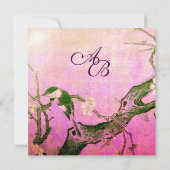 LENTE VOGEL MONOGRAM roze bruin paars Aankondiging (Achterkant)