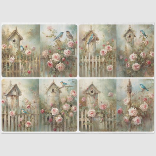 Lente vogelhuizen tissuepapier (Voorkant)