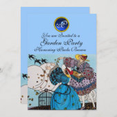 LENTE VOGELS TUIN FEESTJE ,SAPPHIRE GEM MONOGRAM KAART (Voorkant / Achterkant)