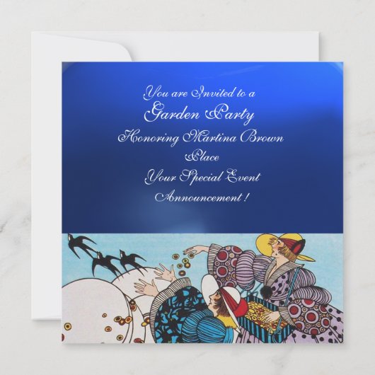 LENTE VOGELS TUINPARTY ,Blauwe Saffier Kaart (Achterkant)