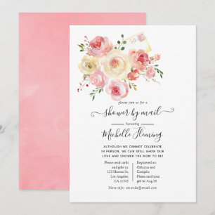 Lente Waterverf Bloemachtige Baby Shower per Post Kaart