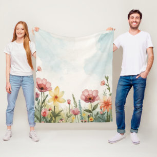 Lente waterverf fleece deken
