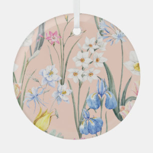 Lente waterverf florals, retro behang. glas ornament