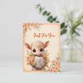 Lente Waterverf Lam met een letter - Briefkaart (Staand voorkant)