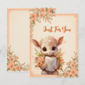 Lente Waterverf Lam met een letter - Briefkaart (Voorkant / Achterkant)