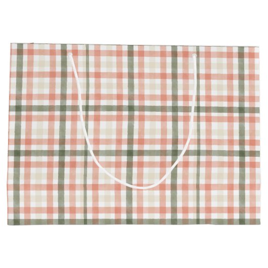 Lente Waterverf Perzik Groen Plaid Groot Cadeauzakje (Achterkant)