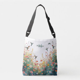 Lente Waterverf Vogels Bloemige Monogram Wilde Blo Crossbody Tas