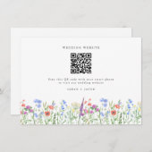 Lente Wildbloem QR Code Bruiloft Informatiekaartje (Voorkant / Achterkant)