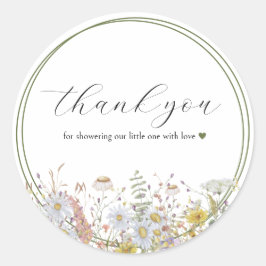 Lente Wildbloemen Baby in Bloom Favor Sticker