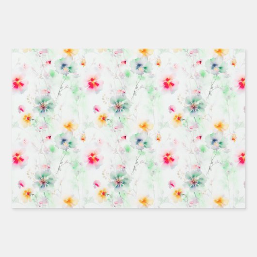 Lente Wildbloemen Meadow Bloemtuin Elegant Inpakpapier Vel (Voorkant)
