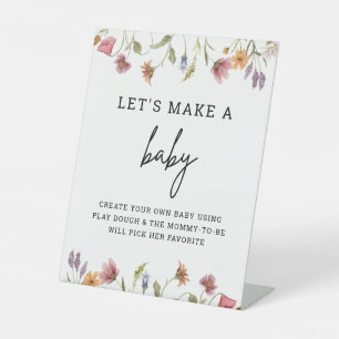 Lente Wilde Bloem Laten We Een Baby Deeg Spel Make Reclamebord Met Voetstuk