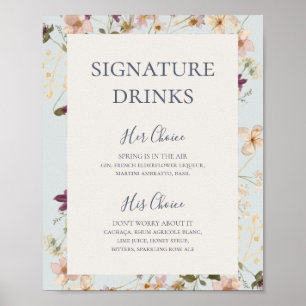 Lente Wilde Bloem Lichtblauwe Signature Drankjes Poster