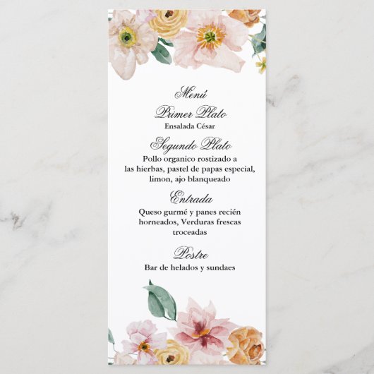 Lente wilde bloem menu (Voorkant)