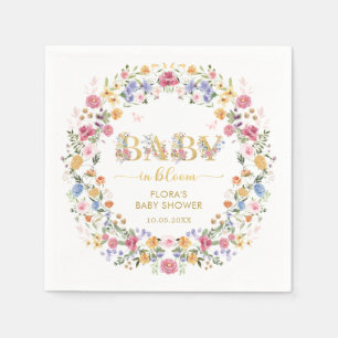 Lente wilde bloem Tuin Wreath Girl Baby in Bloom Servet