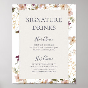Lente Wilde Bloem White Signature Dranken Bord Poster