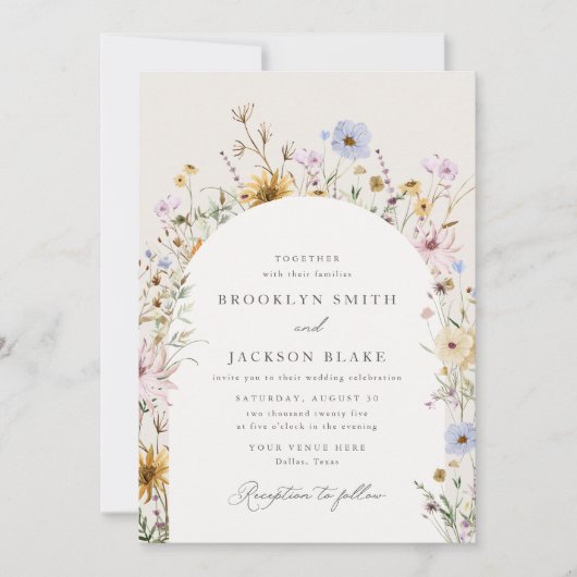 Lente Wilde Bloemen Bruiloft Kaart (Voorkant)