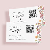 Lente wilde bloemen QR-code bruiloft RSVP Informatiekaartje