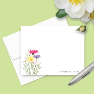 Lente Wilde Bloemen Waterverf Bloemstationery Notitiekaartje