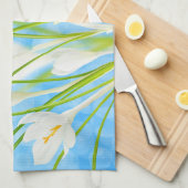 Lente (witte krokussen) theedoek (Quarter Fold)