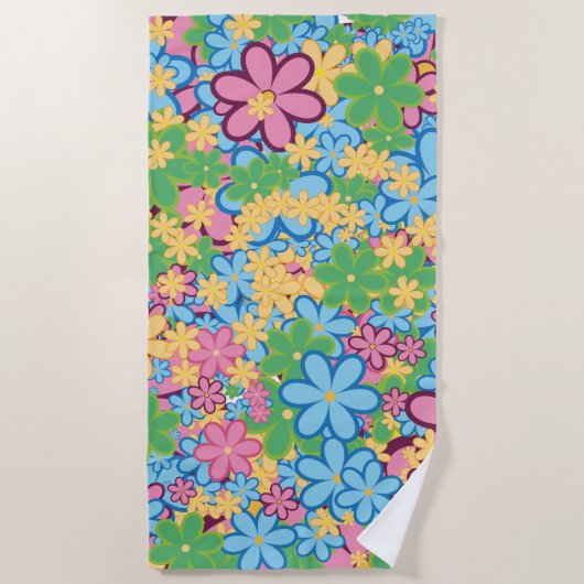 Lente Zomer 60s Bloem Patroon Strandlaken (Voorkant)