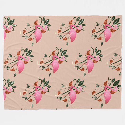 Lente Zomer Bloem Roze Flamingo Fleece Deken (Voorkant (Horizontaal))