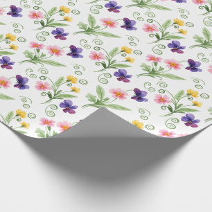 Lente Zomer Geel Roze Paarse Bloem Waterverf Cadeaupapier