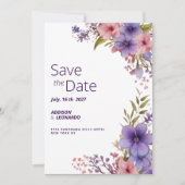 Lente zomer lavendel roze bloemen Save the Date Kaart (Voorkant)