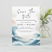 Lente Zomer Oceaan Strand Bestemming Trouwen Save The Date (Staand voorkant)