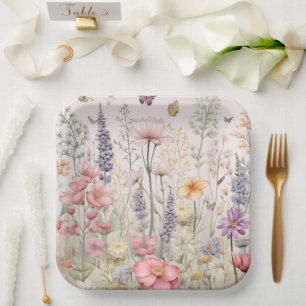 Lente Zomer Tuin Aquarel Bloemen Vlinder Papieren Bordje