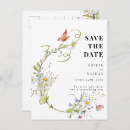 Lente zomer Wilde bloem Beige Boho Save the Date Briefkaart