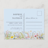 Lente Zomer Wilde Bloem Lichtblauw Bewaar de Datum Briefkaart (Achterkant)