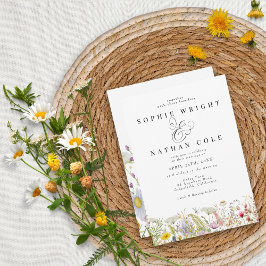 Lente zomer Wildflower Beige Boho Wedding Kaart
