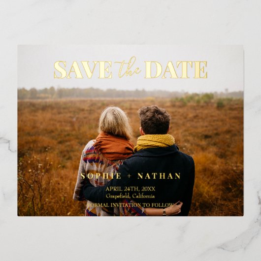 Lente Zomer Wildflower | Bruiloft Bewaar de datum Folie Uitnodiging Briefkaart (Voorkant)