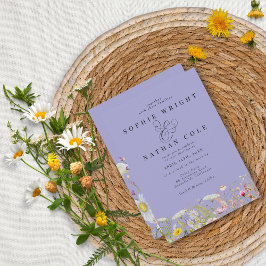 Lente zomer Wildflower Periwinkle Boho Wedding Kaart