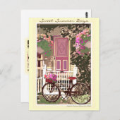 Lente/zomerbloemen en bike briefkaart (Voorkant / Achterkant)