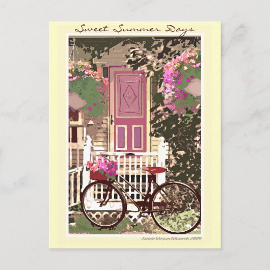 Lente/zomerbloemen en bike briefkaart (Voorkant)