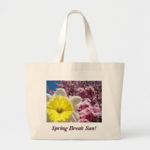 Lente Zonnevakantie! boodschappentas helder geel n Grote Tote Bag