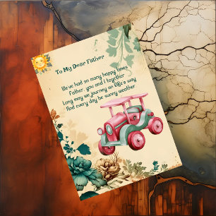 Lente Zonnig weer Vaders Dag Bloemen Retro Junk Feestdagenkaart