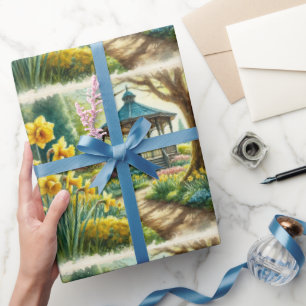 Lentebal Narcissen en prieel Inpakpapier