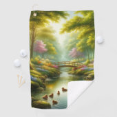 Lentebeek met eenden/bloemen golfhanddoek (Insitu)