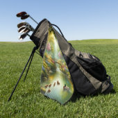 Lentebeek met eenden/bloemen golfhanddoek (Groen)